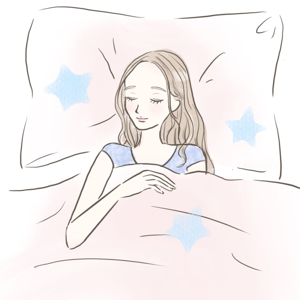 しっかりと睡眠をとる女性のイラスト